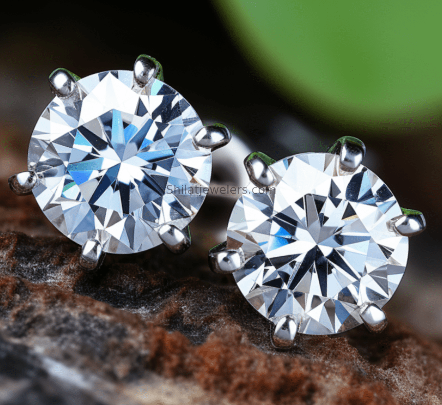 lab created diamond studs 2 carat 14k - Shilatjewelers