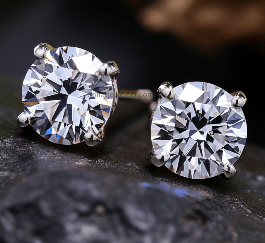 lab created diamond studs 1 carat 14k - Shilatjewelers