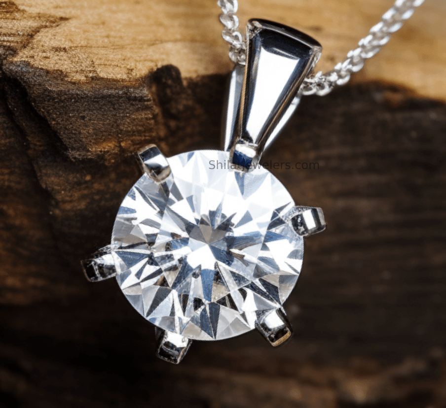 lab created diamond solitaire necklace - Shilatjewelers