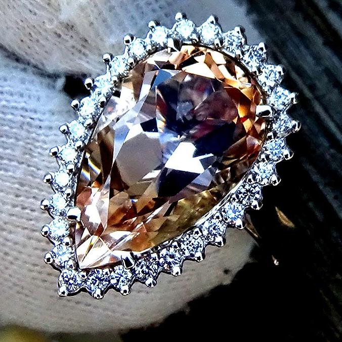 morganite ring 14k - Shilat