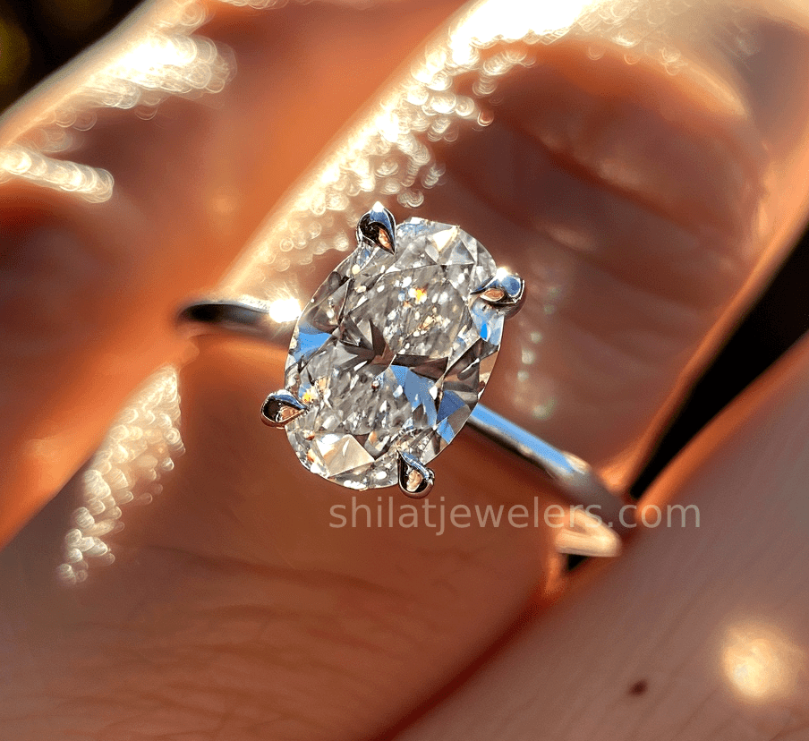 3 carat oval diamond ring lab grown - Shilat 