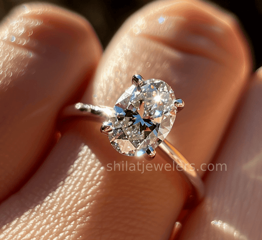 lab grown 2 carat oval diamond ring
