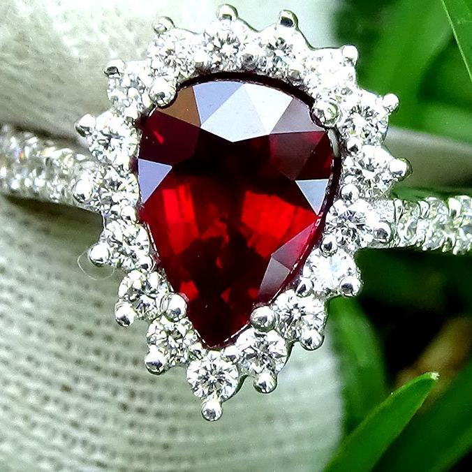 Red Ruby and diamond ring 14k - Shilat