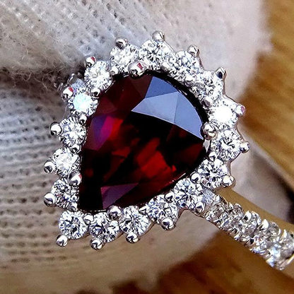 Red Ruby diamond ring 14k - Shilat