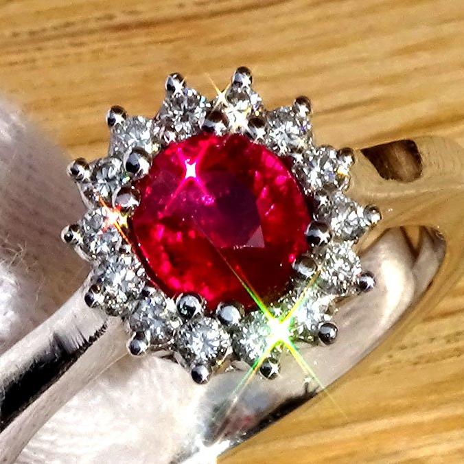 Natural Red Ruby and diamond ring - Shilat