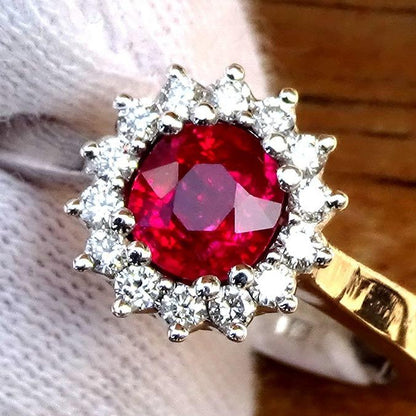 Red Ruby and diamond ring - Shilat