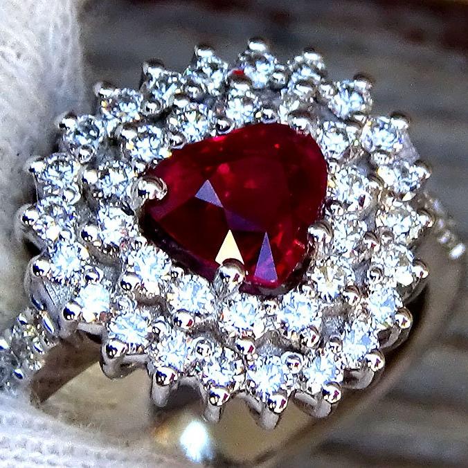  Red Ruby diamond ring 18kt- Shilat