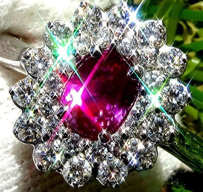 Natural Red Ruby diamond ring  18 kt - Shiat