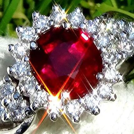 Natural Red Ruby and diamond ring - Shilat