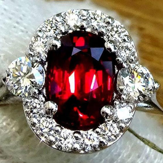 Natural Red Ruby and diamond ring - Shilat