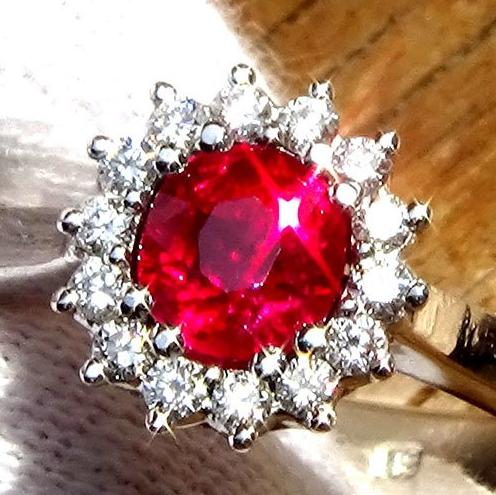 Natural Transparent Red Ruby and diamond ring - Shilat