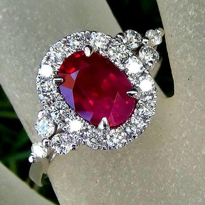 Ruby as engagement ring unheated diamond 2.57ct - Shilat 