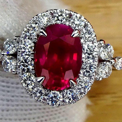 Ruby as engagement ring unheated diamond 2.57ct - Shilat 