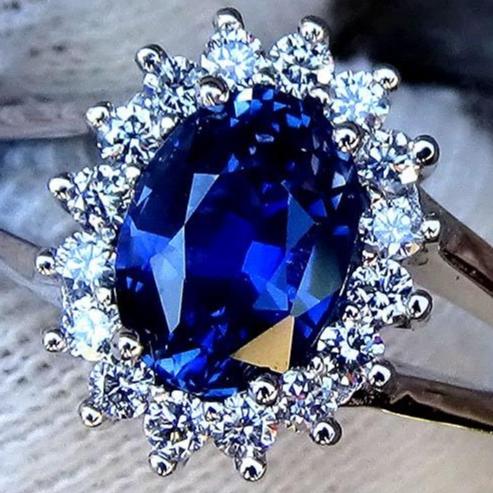 blue sapphire and diamond 18kt gold ring - Shilat