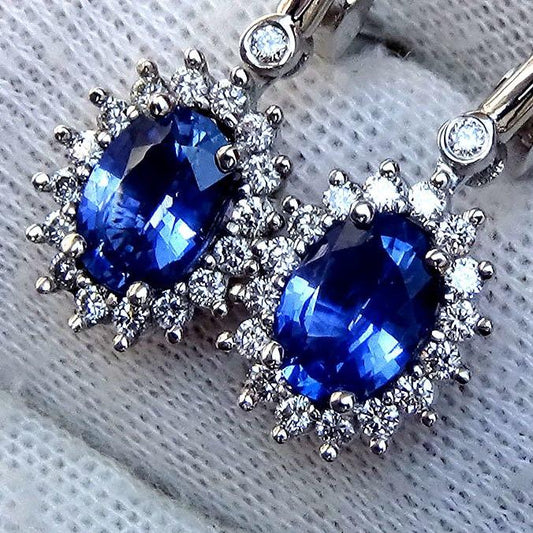 blue sapphire diamond earrings - Shilat