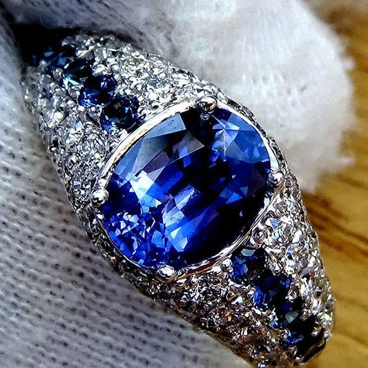 blue sapphire and diamond 18k gold ring - Shilat