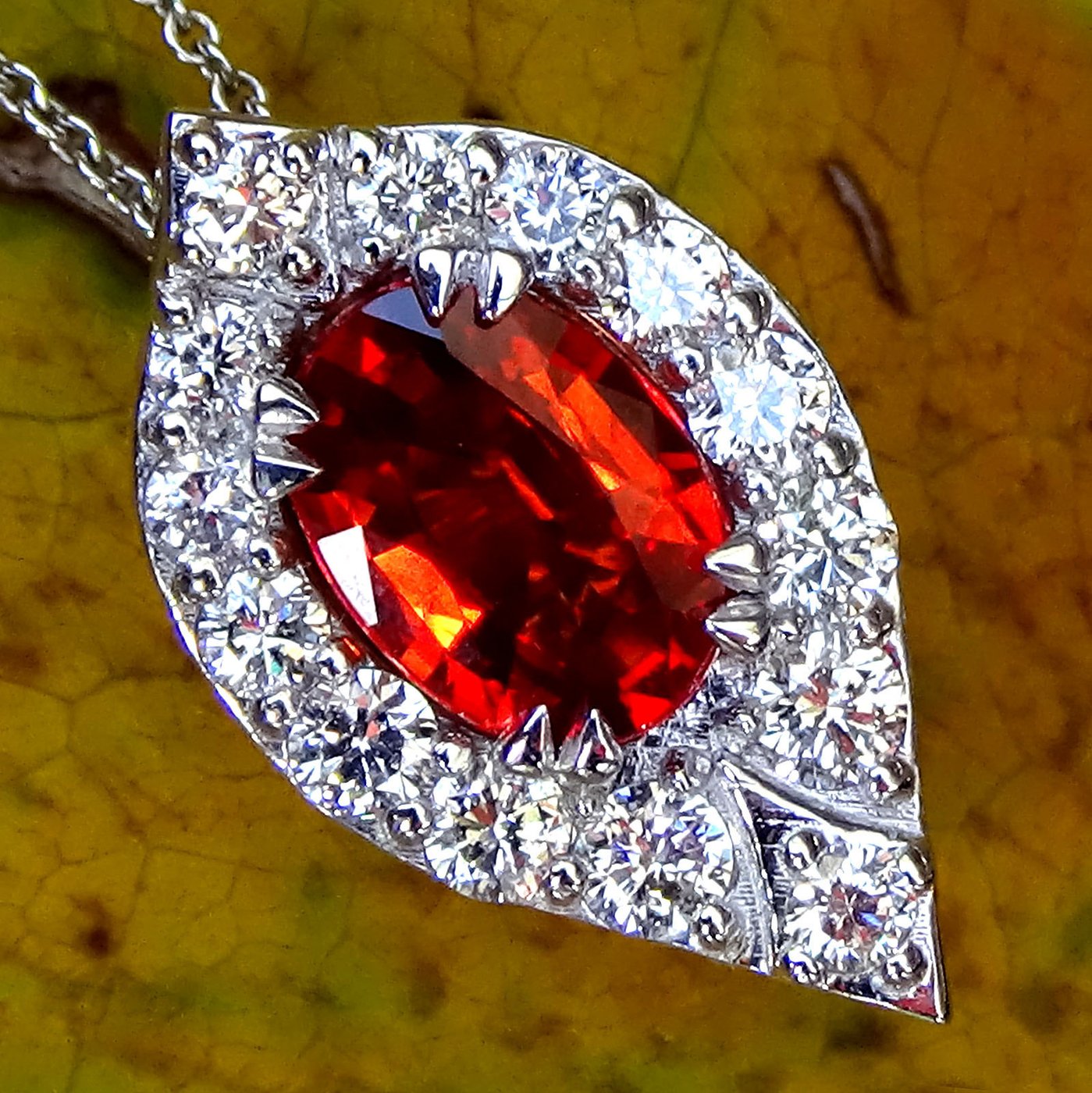 Red Sapphire and accent natural diamonds Necklace - Shilat