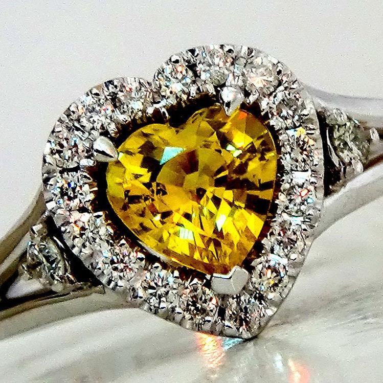 yellow sapphire diamonds ring - Shilat