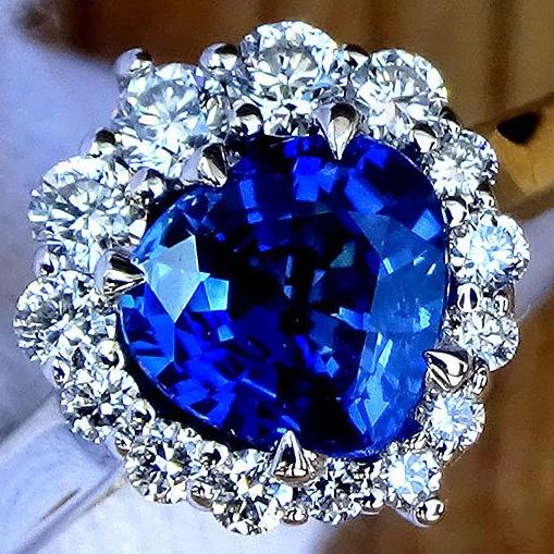  natural blue sapphire and diamond ring - Shilat 