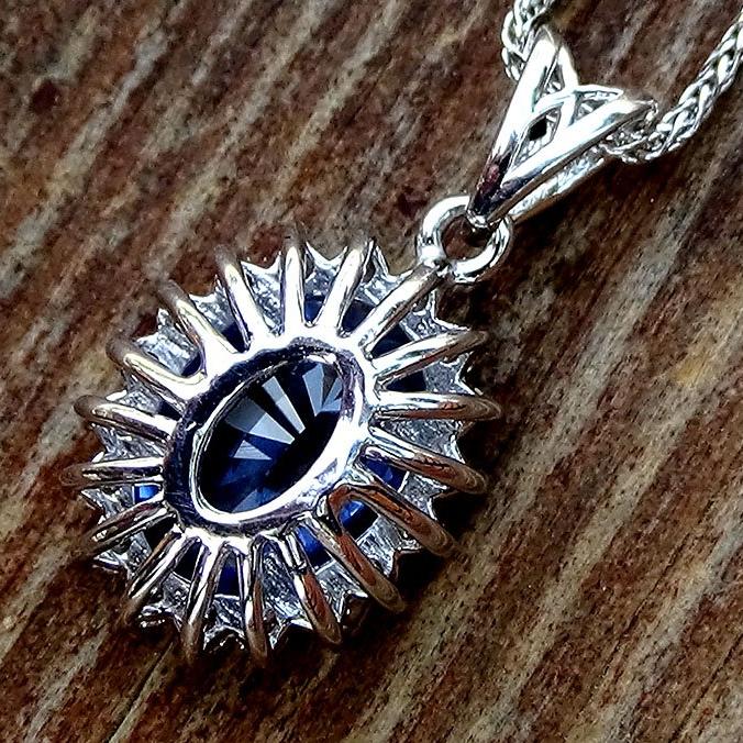  blue sapphire and diamond Necklace -Shilat