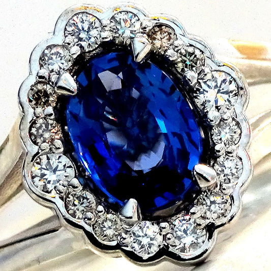 blue sapphire and diamond 14kt gold ring - Shilat