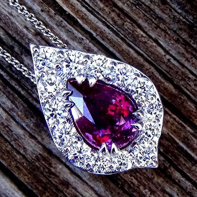 Purple Sapphire and accent natural diamonds Necklace - Shilat