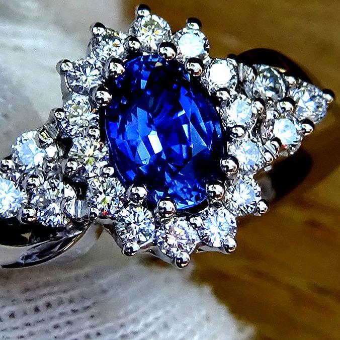 blue sapphire diamond ring - Shilat