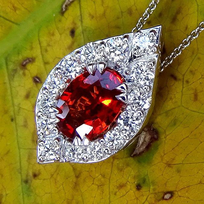 Red Sapphire and natural diamonds Necklace - Shilat