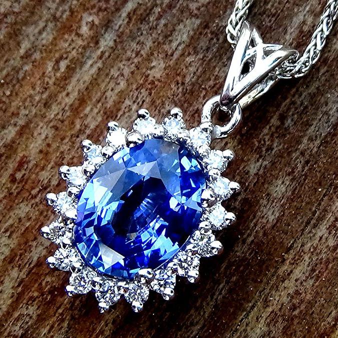  blue sapphire diamond Necklace -Shilat