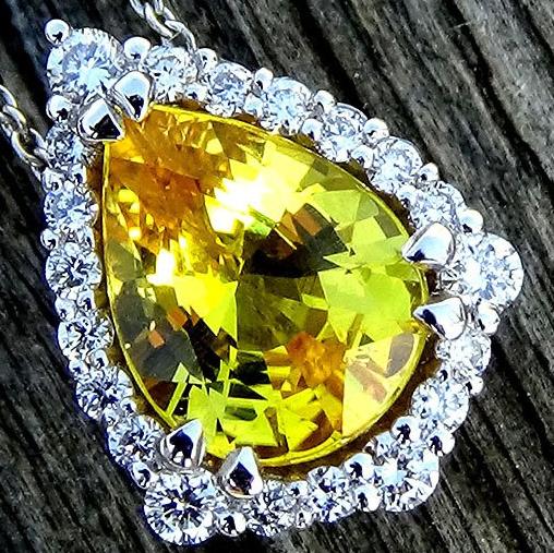 Yellow Sapphire and natural diamonds Necklace - Shilat