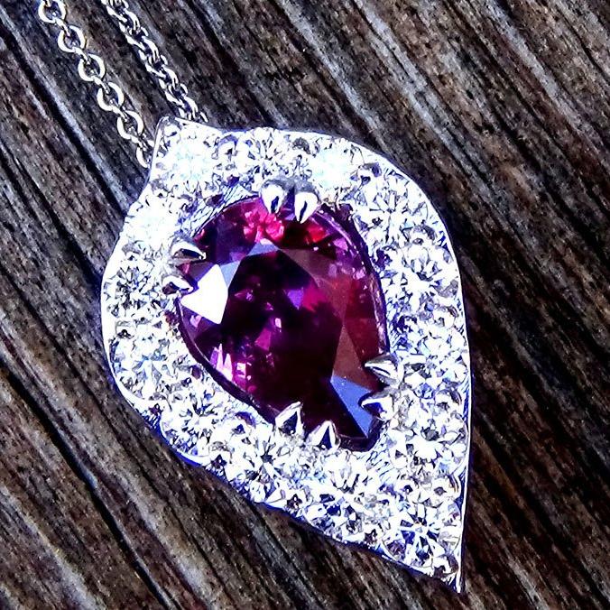 Purple Sapphire and natural diamonds Necklace - Shilat