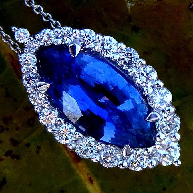 marquee cut sapphire diamond pendant - Shilat