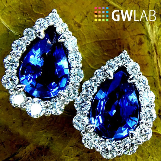 blue sapphire and accent diamonds earrings - Shilat