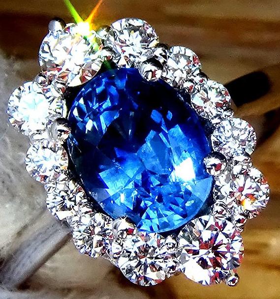 blue sapphire diamond 18k ring - Shilat