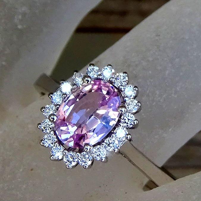 natural pink sapphire diamond 18kt gold ring - Shilat