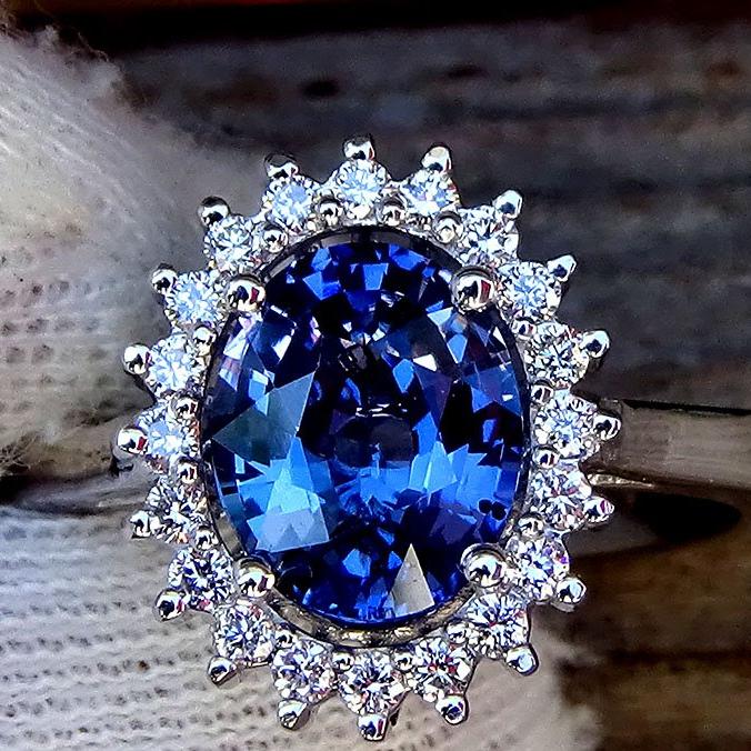 natural blue sapphire diamond ring - Shilat