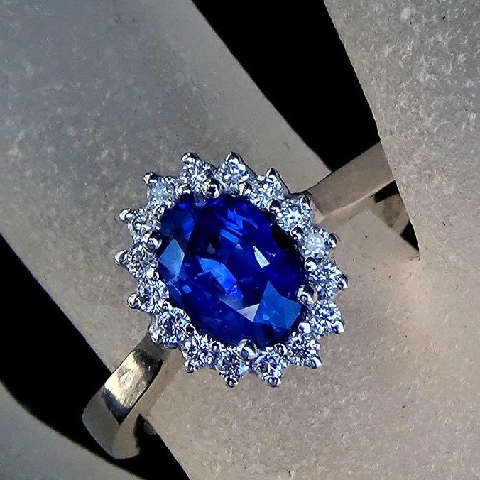 blue sapphire diamond ring 14k - Shilat