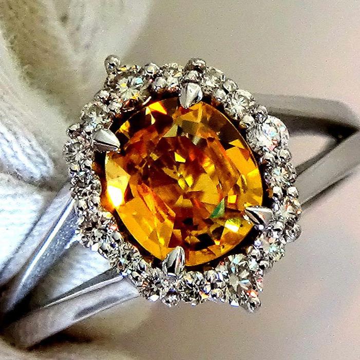 orange sapphire and diamonds ring - Shilat