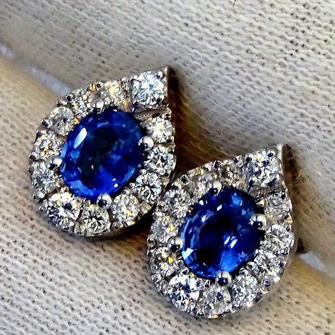 sapphire and diamonds stud earrings - Shilat