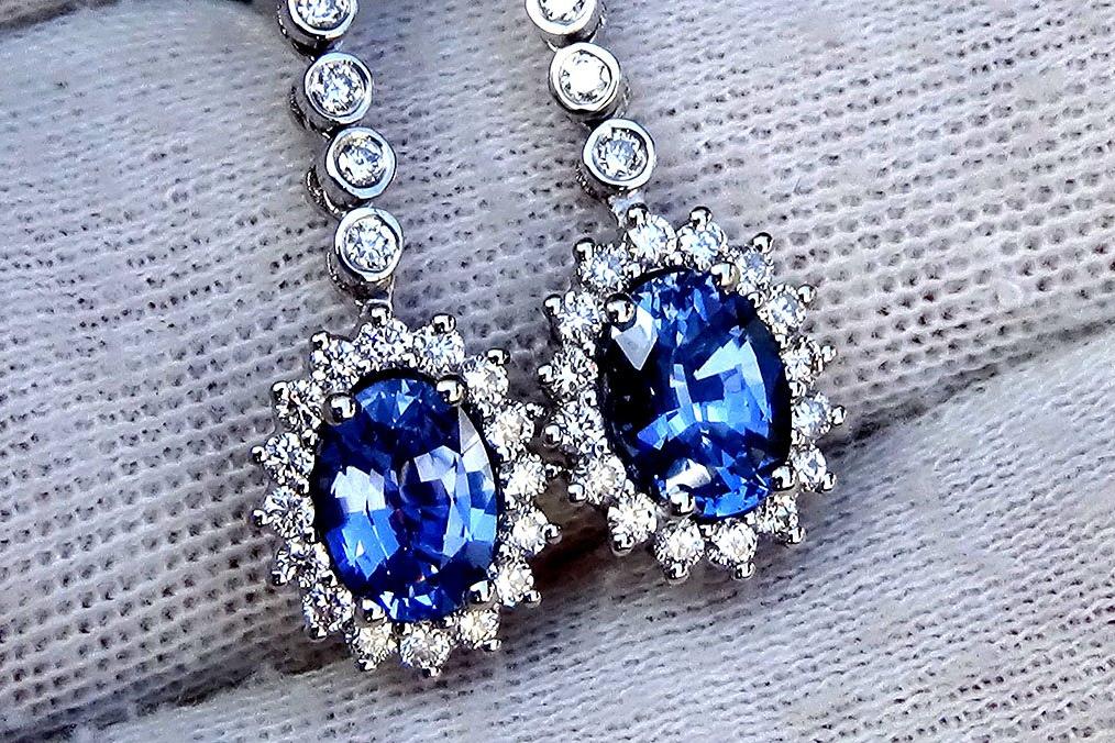 sapphire diamond earrings 18k - Shilat