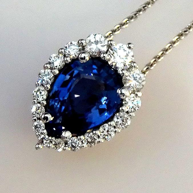 sapphire diamond 14kt gold pendant - Shilat