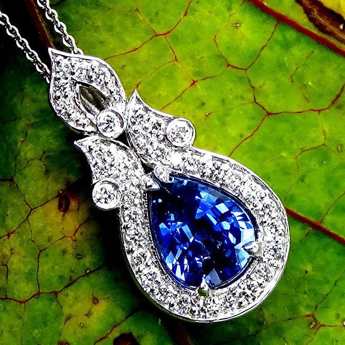 Pear Sapphire and diamonds Necklace - Shilat