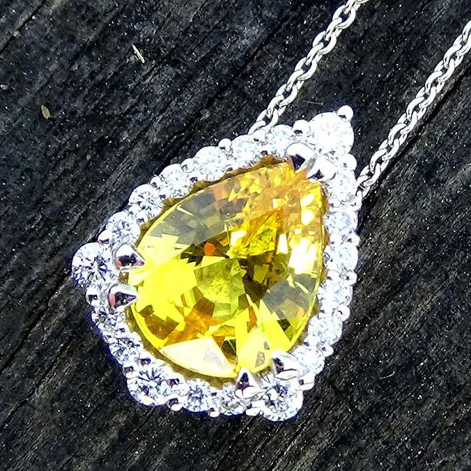 Yellow Sapphire and diamonds Necklace - Shilat