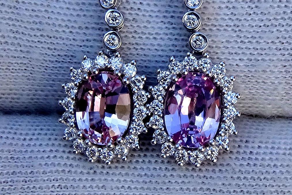 pink sapphire diamond earrings 18k - Shilat