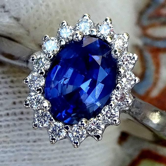 blue sapphire diamond ring 14k gold - Shilat