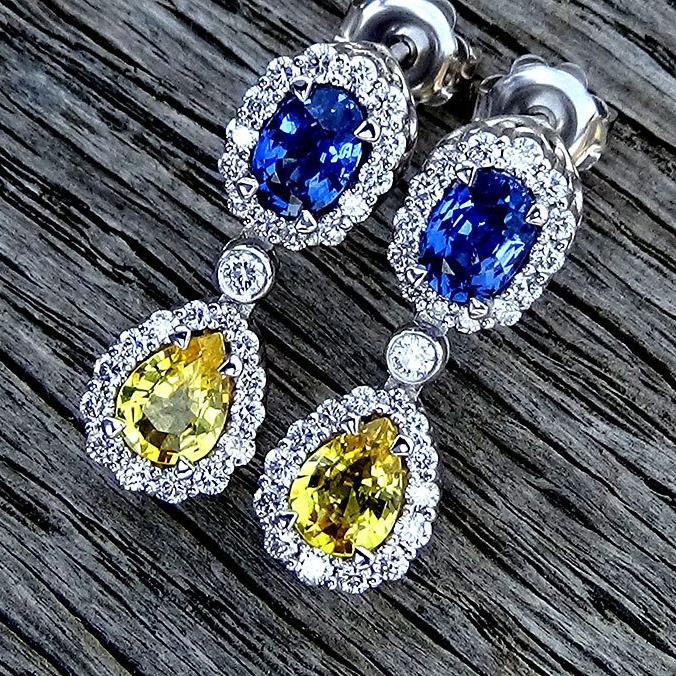 sapphire diamonds earrings - Shilat