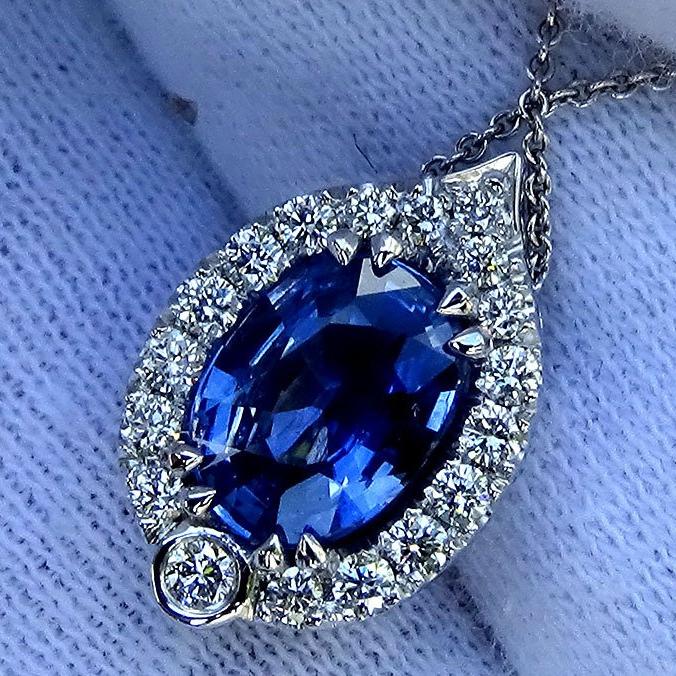 Blue Sapphire and diamonds Necklace - Shilat