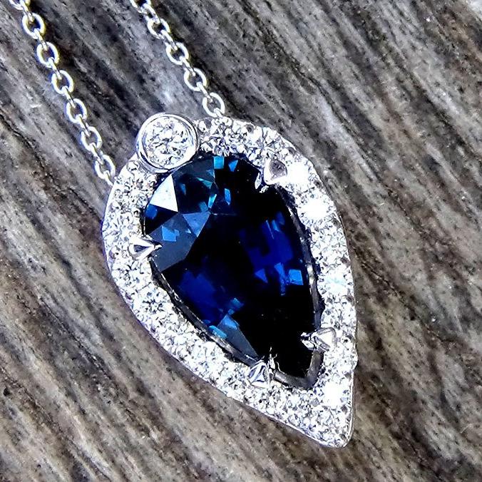 Pear Sapphire and diamonds Necklace - Shilat