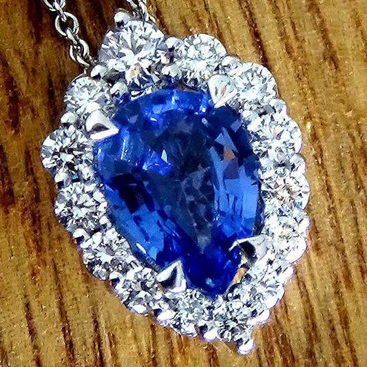 blue sapphire diamond pendant - Shilat