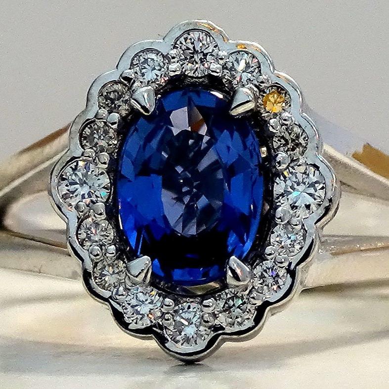 sapphire diamond 14kt gold ring - Shilat